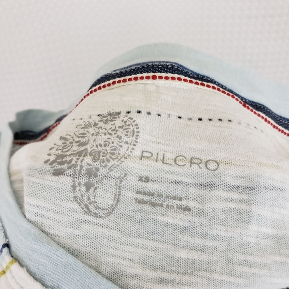 Pilcro Stripe Tee Ruffle Sleeve T Shirt Boho Oversized Blue White Stripe size XS - Picture 4 of 7